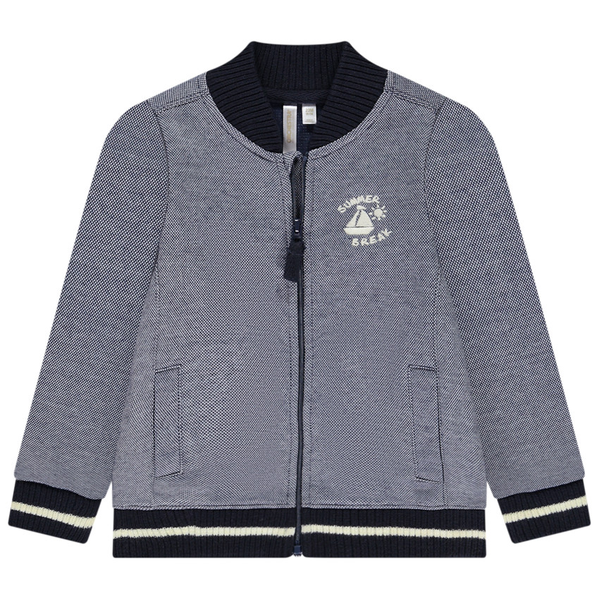 Chaleco de punto piqué con cuello Teddy y bordado para bebé niño 