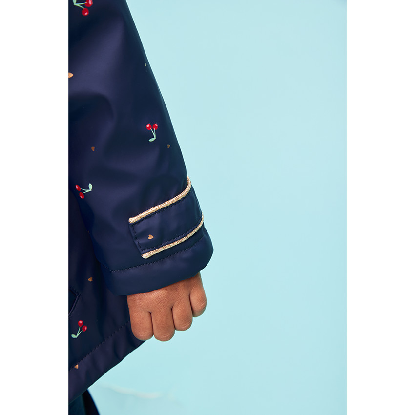 Parka de goma impermeable con estampado de cerezas para bebé niña 
