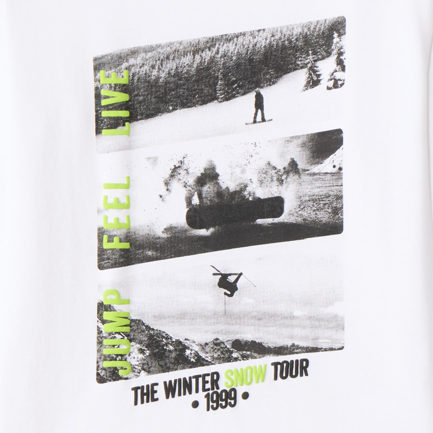 Camiseta de manga larga para niño con fotoprint de snowboard. 