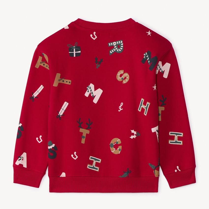 Sudadera navideña de felpa con letras niño 