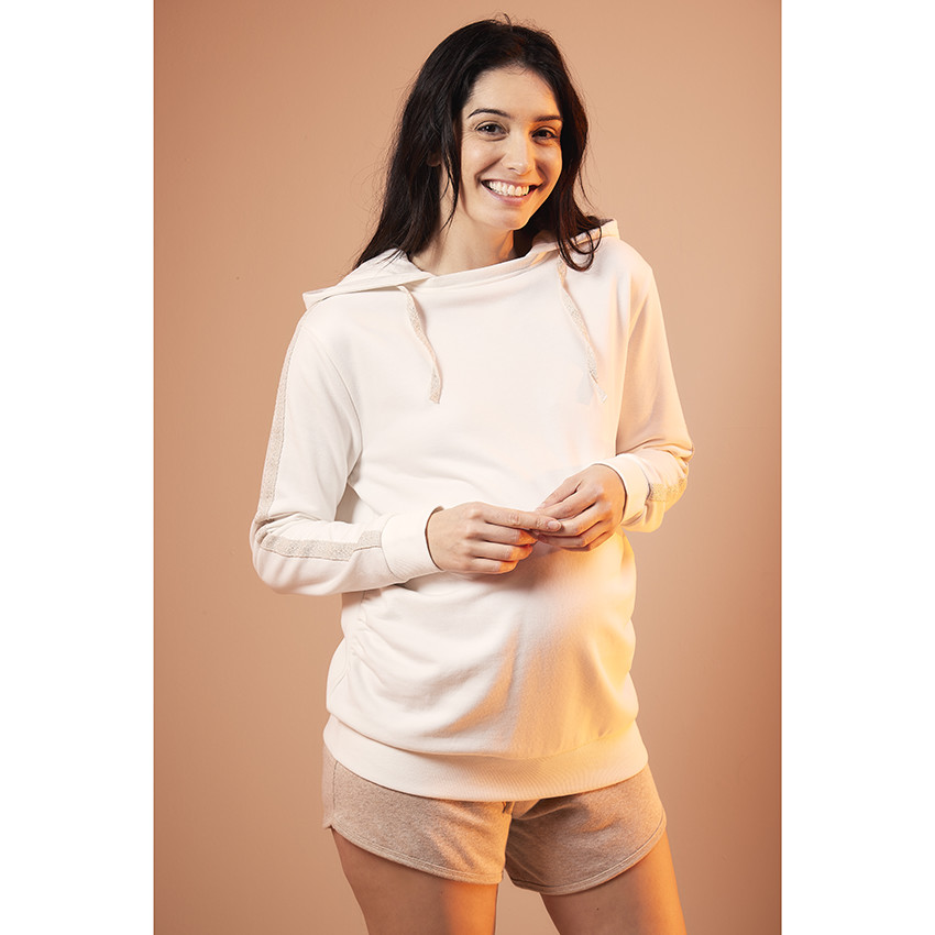 Sudadera de embarazo de felpa lisa con capucha 