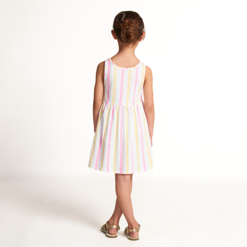 Vestido sin mangas a rayas con estampado brillante para niña 