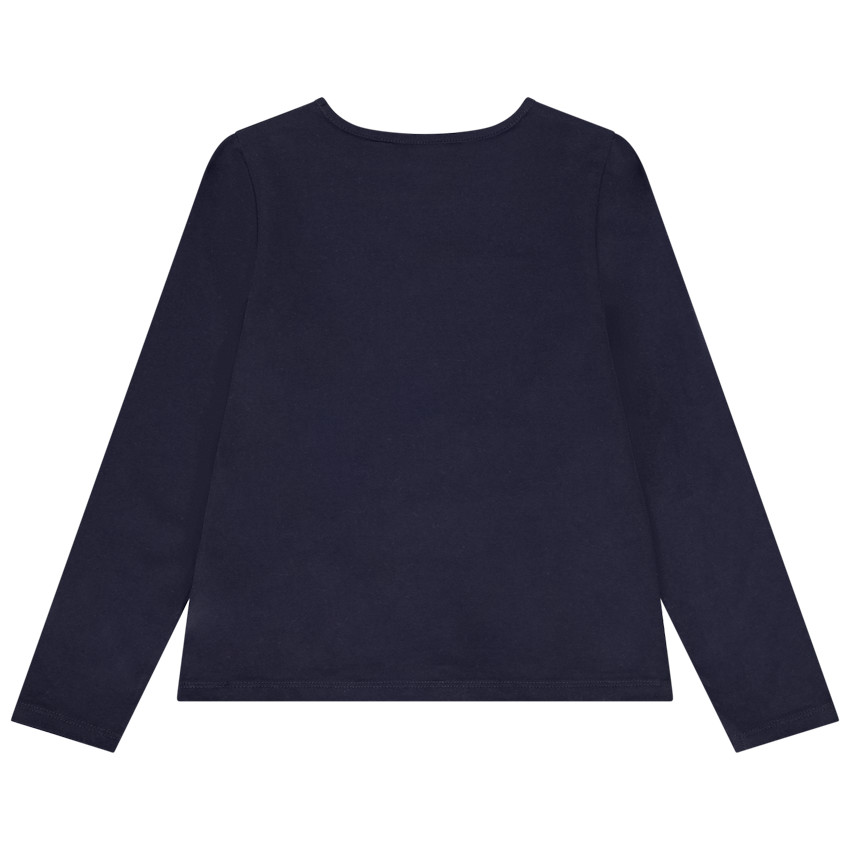 Camiseta de manga larga con print de purpurina y corazón para niña 