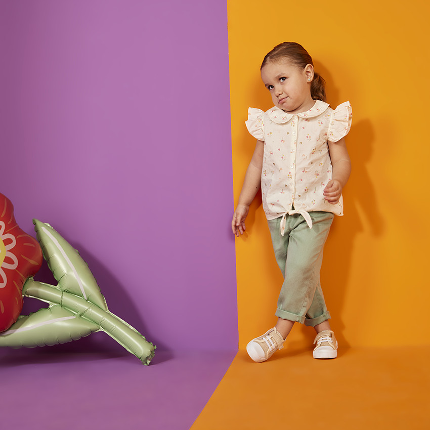 Blusa de manga corta con estampado de flores para bebé niña 