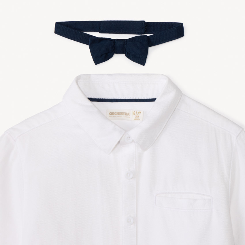 Camisa de ceremonia de manga corta + pajarita para niño 