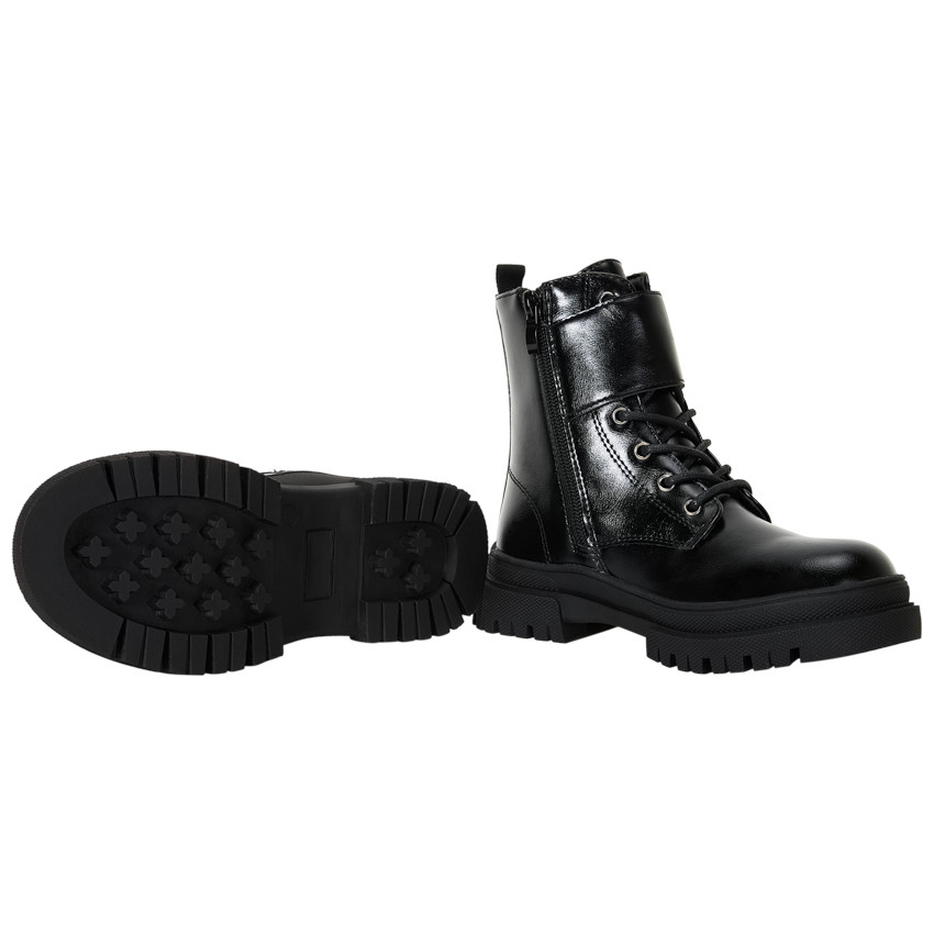 Botines estilo ranger con hebillas y cordones para niña 