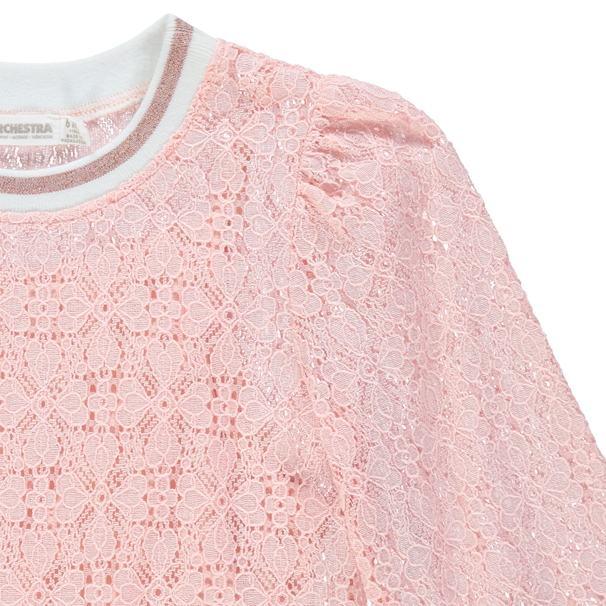 Sweat en dentelle à finitions fantaisie 