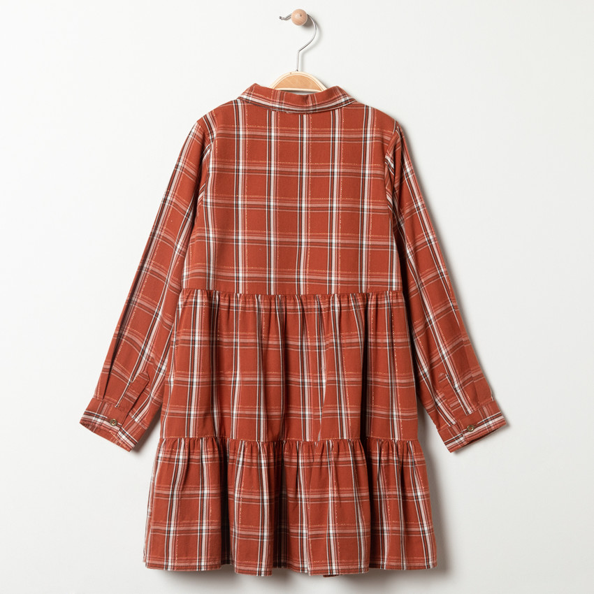 Vestido de manga larga de cuadros 