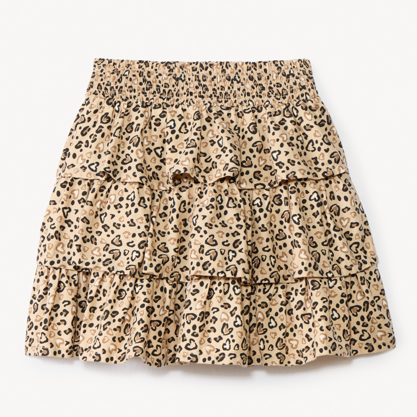 Falda corta con volantes estampado leopardo niña 