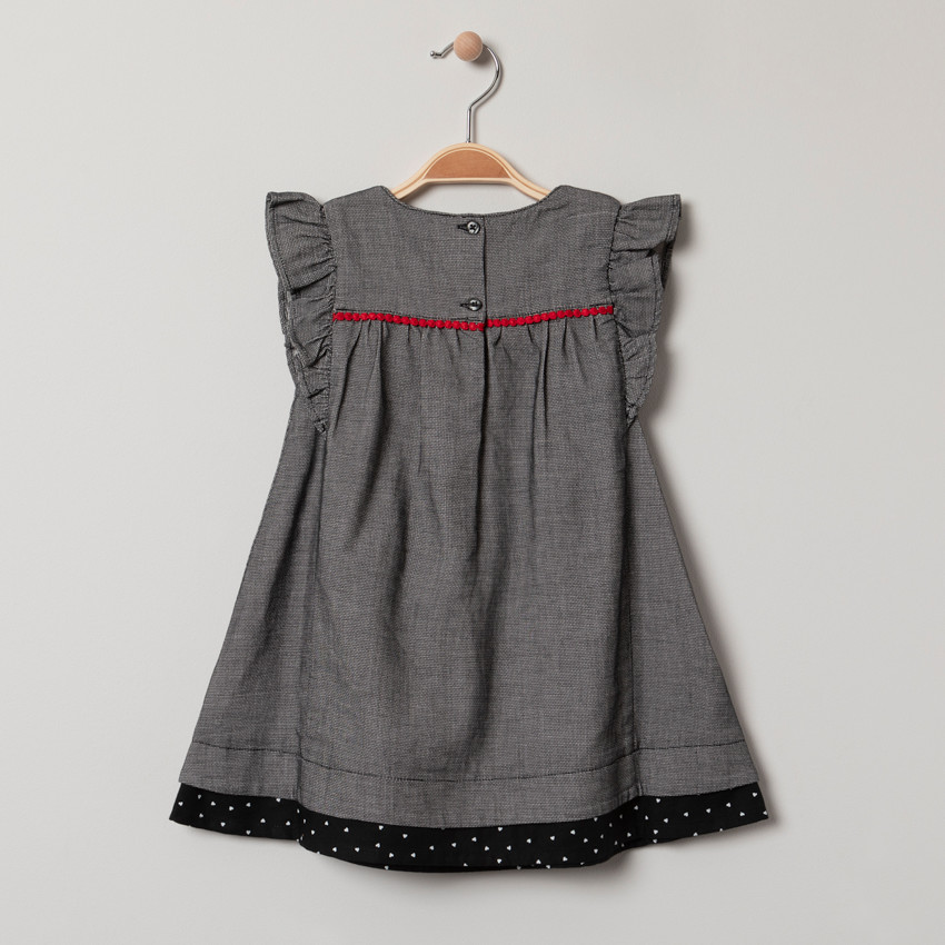 Robe manches courtes volantées broderies oiseau 