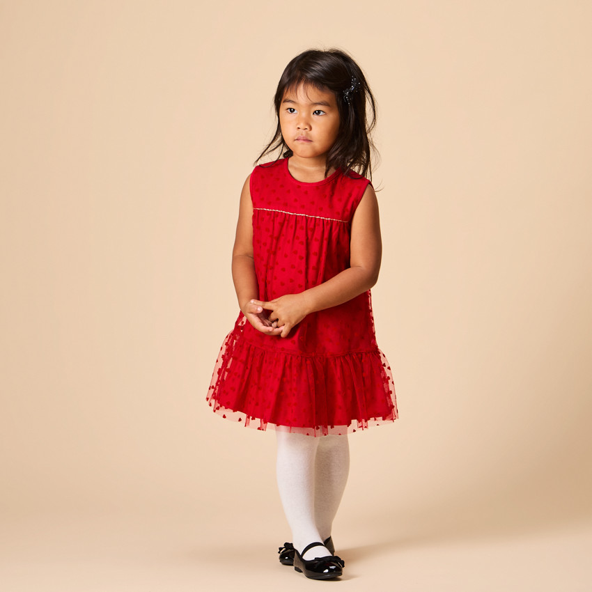 Vestido de fiesta de tul con estampado de corazones para bebé niña 