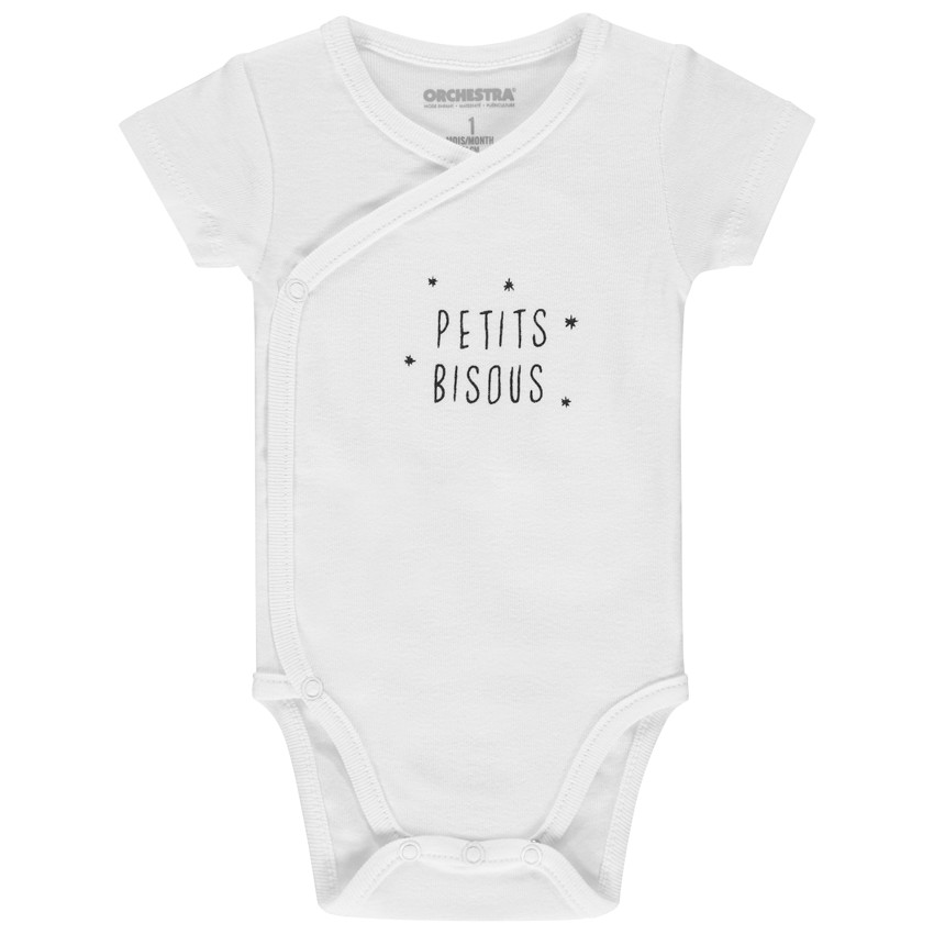 Pack de 3 bodies de manga corta de algodón con mensaje estampado para bebé niña 