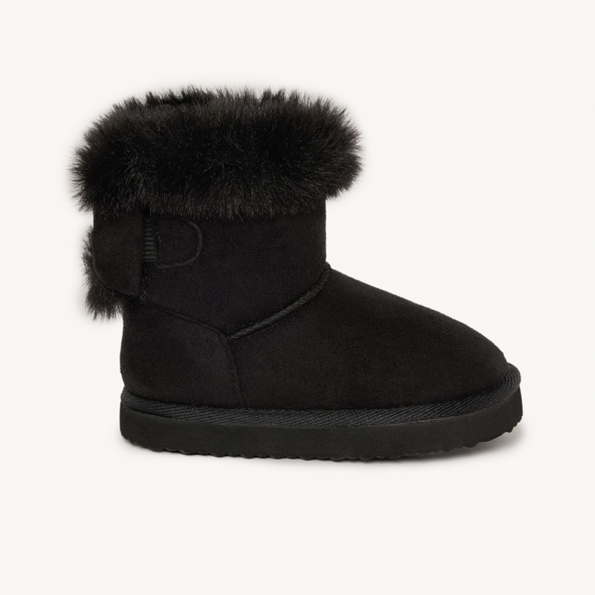 Bottines avec faussure fourrure et nœud pour bébé fille 