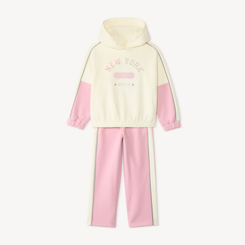 Conjunto de chándal para niña bicolor con brillos 
