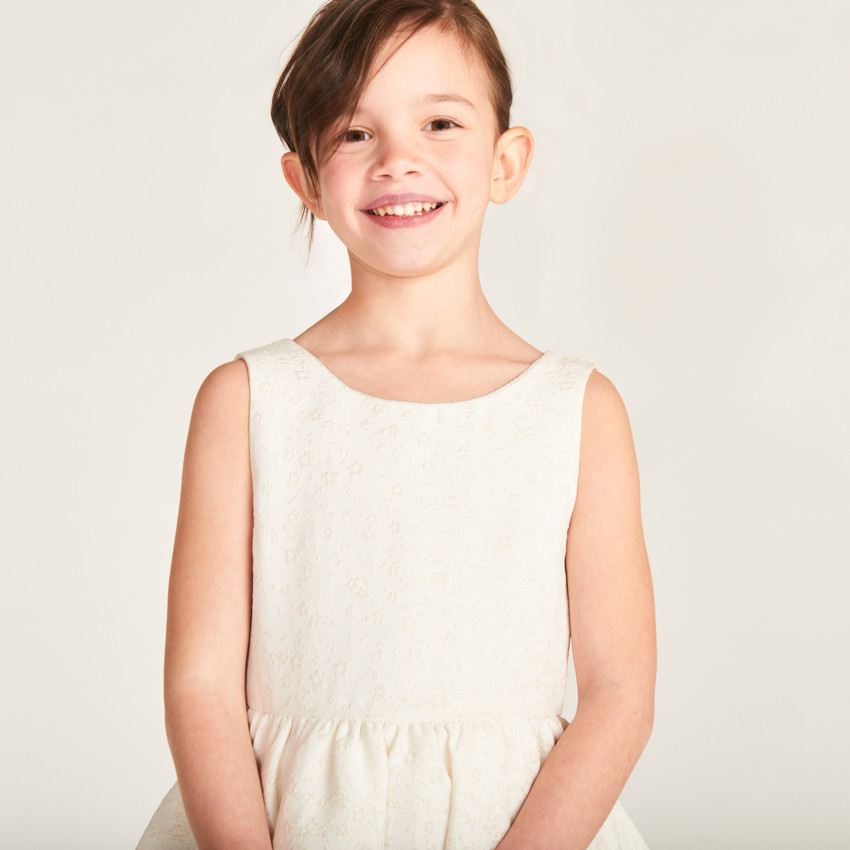 Ropa de jacquard y tul con estampado floral para niña 