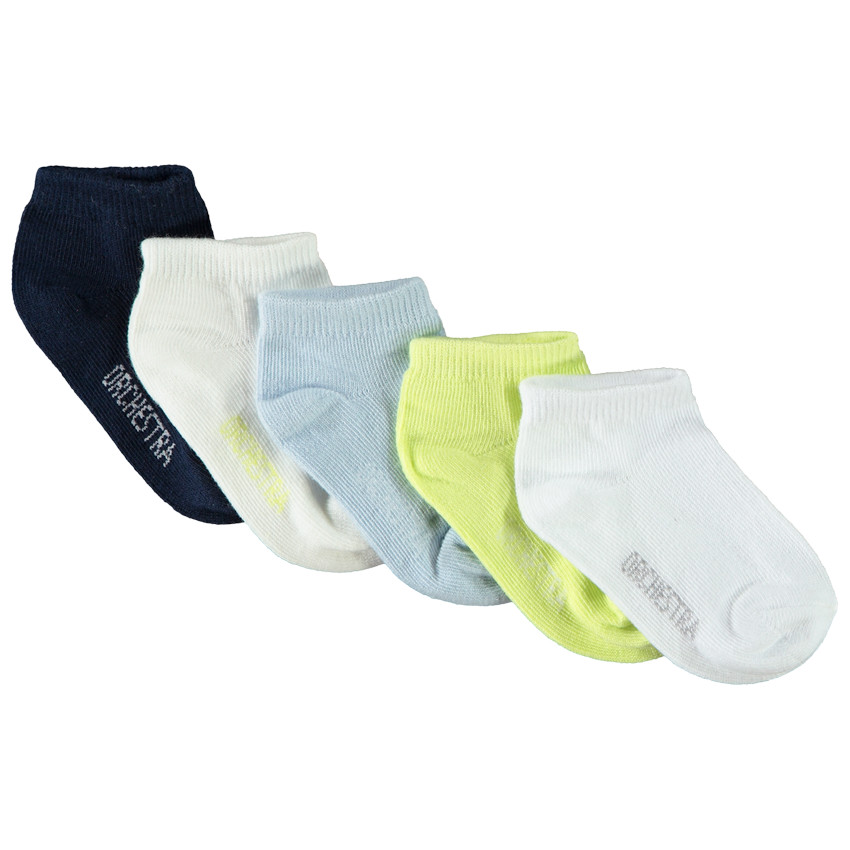 Pack de 5 pares de calcetines cortos bicolores para bebé niño 