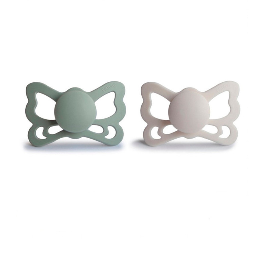 Pack de 2 chupetes de silicona 6-18M Butterfly verde salvia/ gris plata 