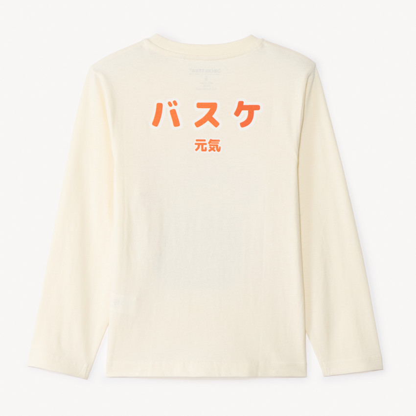 Camiseta de manga larga con estampado manga y baloncesto para niño 