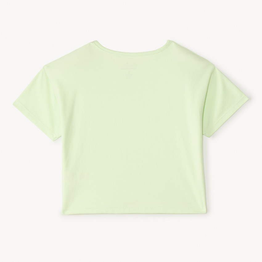 Camiseta de manga corta con grandes flores de lentejuelas para niña. 