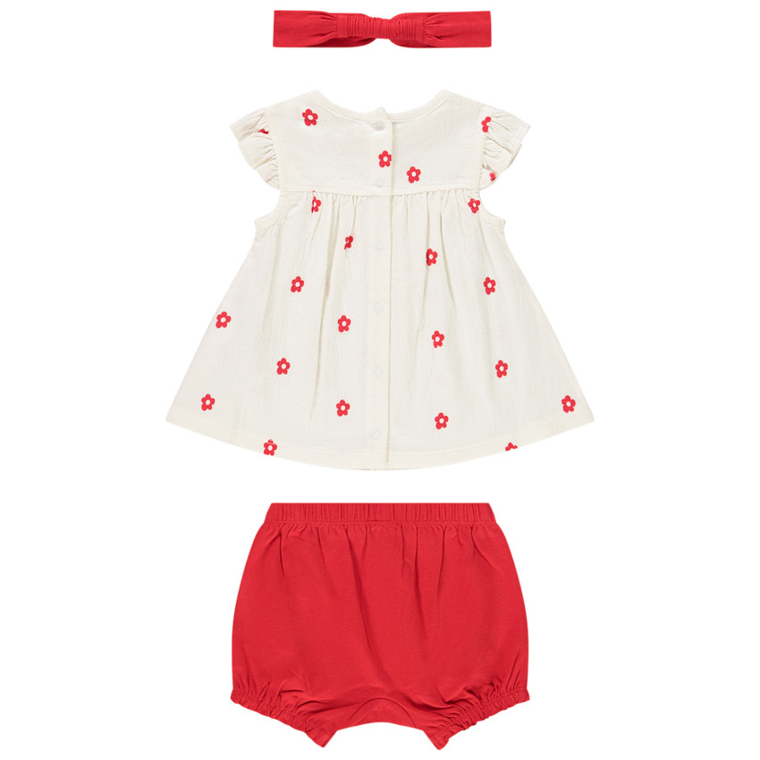 Conjunto 3 piezas con blusa estampada de flores para bebé niña 
