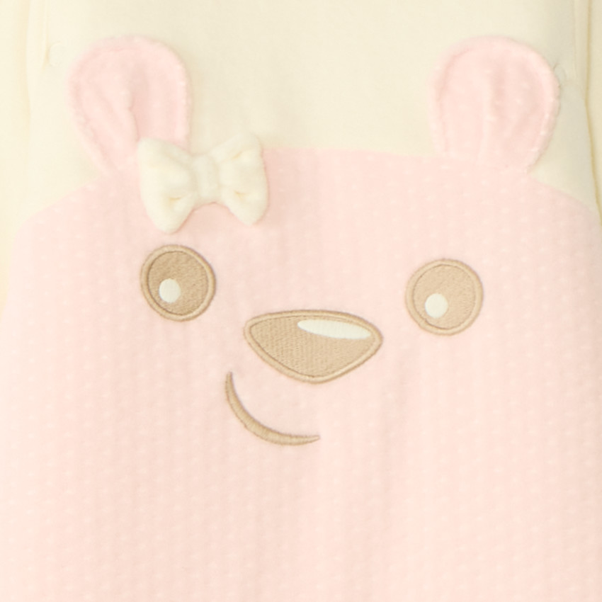 Saco de dormir de terciopelo con mangas desmontables bordado de osito TOG 3 para niña bebé. 
