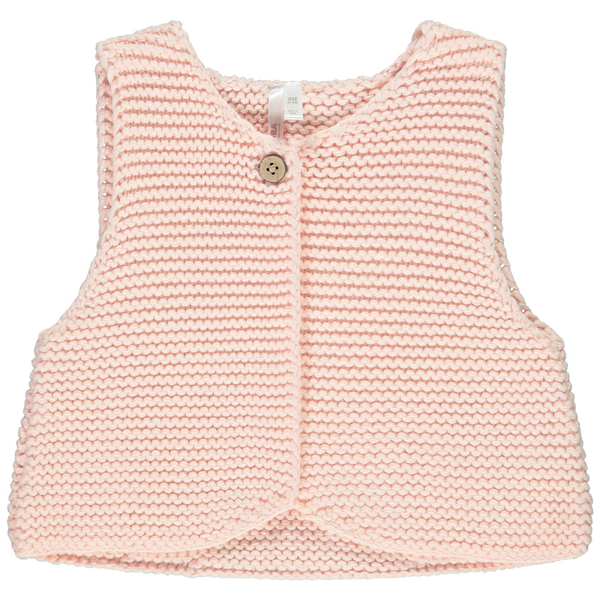 Chaleco sin mangas de punto rosa para bebé niña 