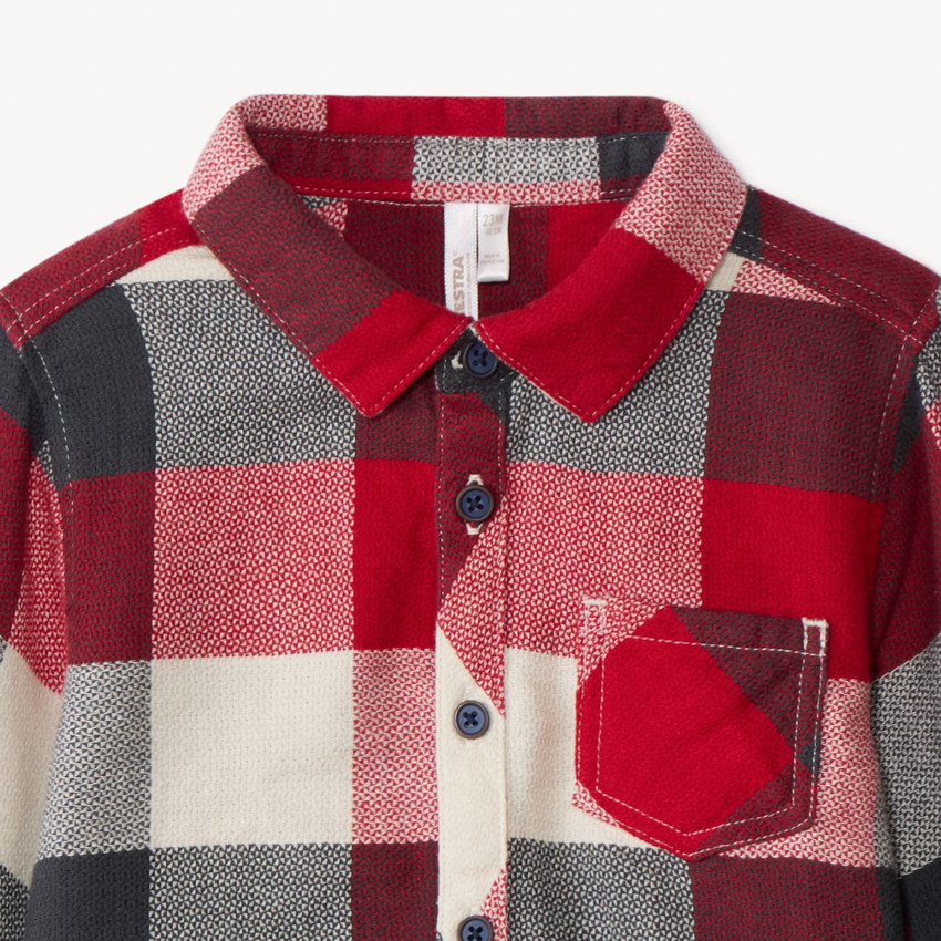 Camisa de manga larga a cuadros para bebé niño 