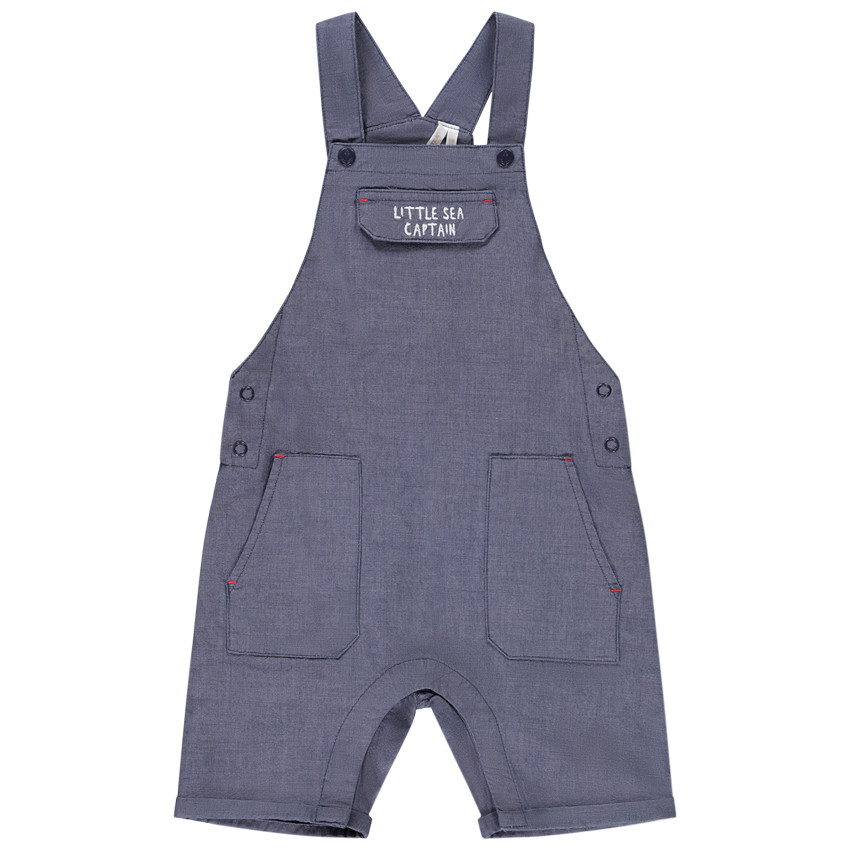 Peto corto de tela lisa con bordado para bebé niño 