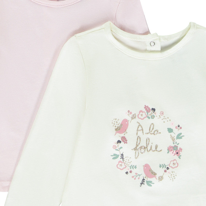 Pack de 4 camisetas de manga larga con estampado para bebé niña 