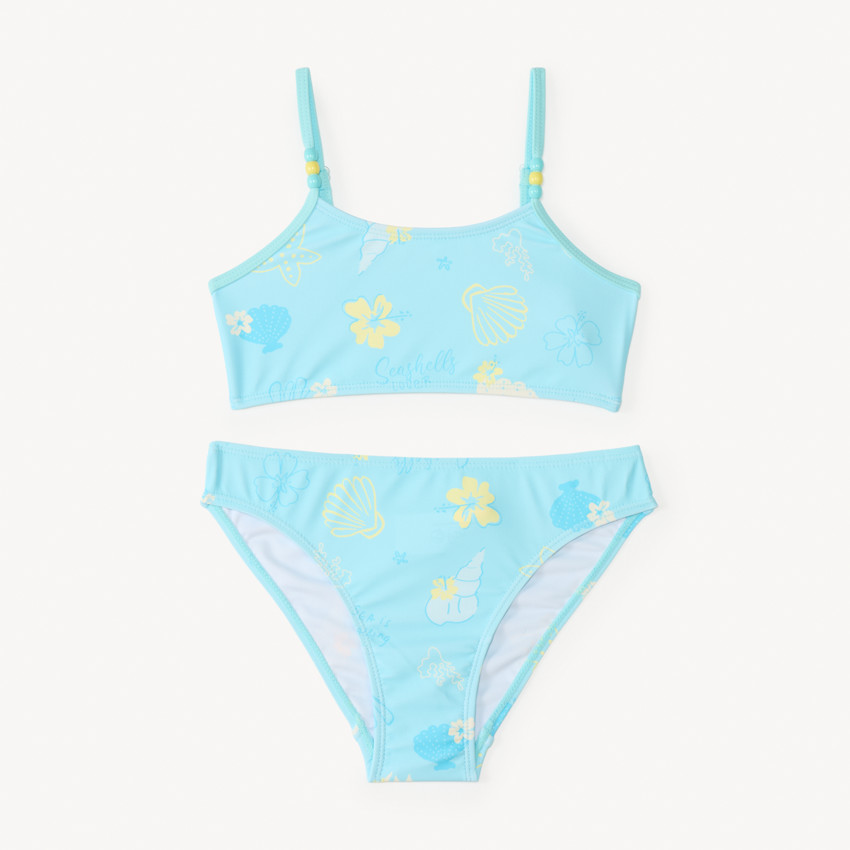 Bañador de 2 piezas con estampado de conchas para niña bebé. 