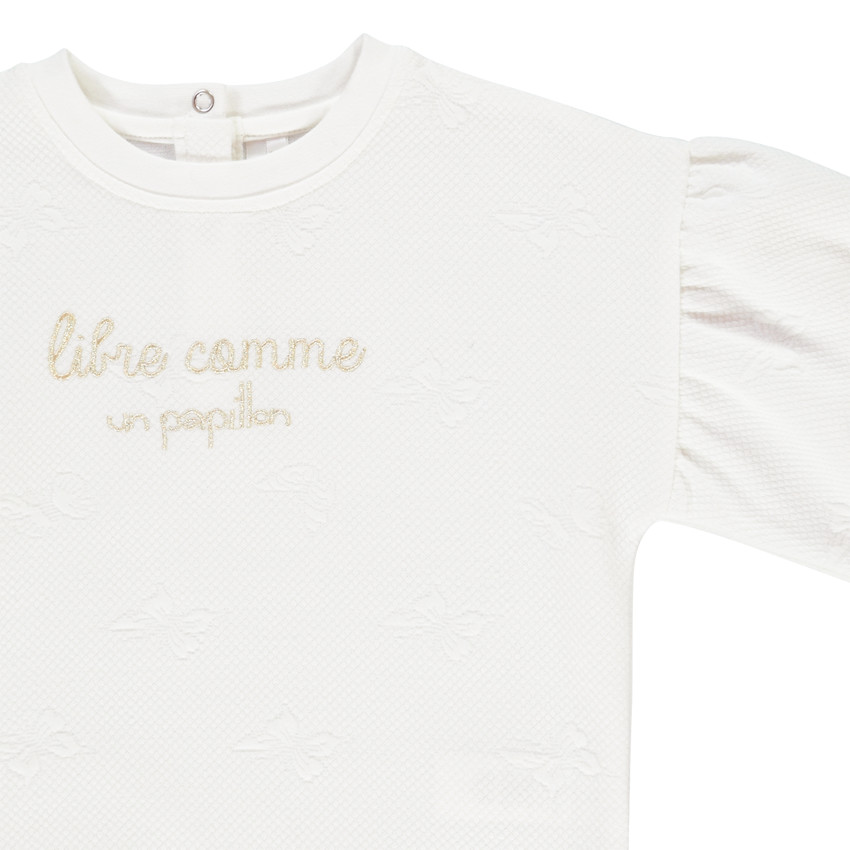 Sweat en molleton à manches bouffantes et broderie brillante pour bébé fille Main Sweat en molleton à manches bouffantes et broderie brillante pour bébé fille