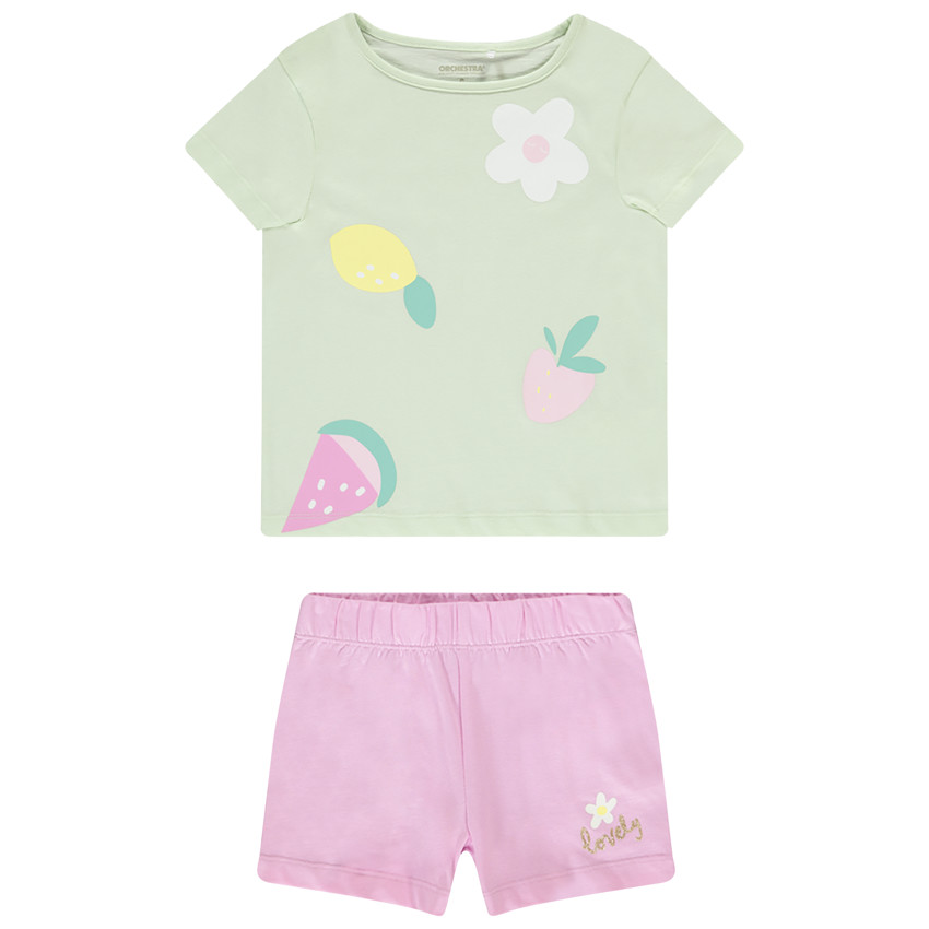 Conjunto de 2 piezas con camiseta estampada de frutas niña 