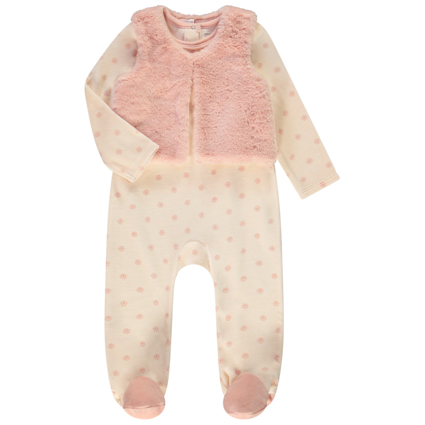 Chaleco de efecto piel de oveja + pelele para bebé niña con aperturas según la edad  Additional Chaleco de efecto piel de oveja + pelele para bebé niña con aperturas según la edad