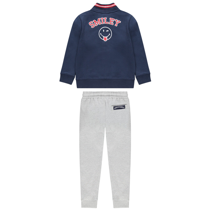 Jogging avec gilet à badges Smiley et pantalon gris chiné 
