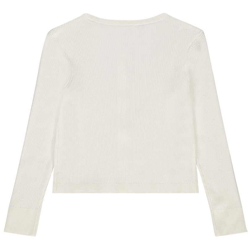 Chaleco de punto acanalado de manga larga para niña 