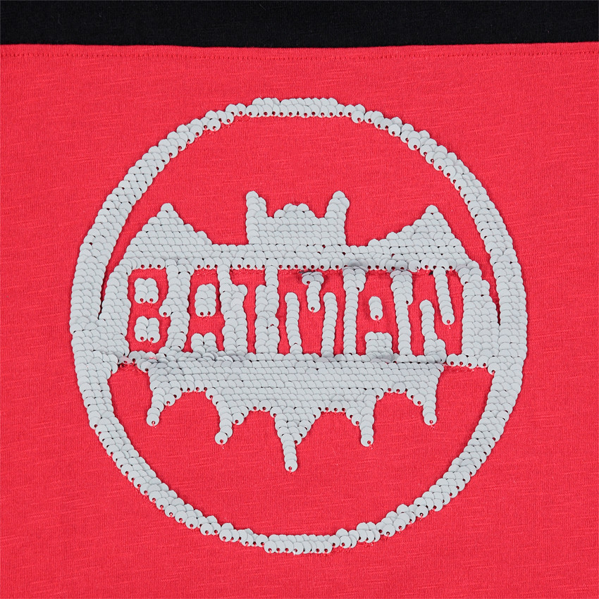 Júnior - Camiseta de manga larga con logo ©Warner Batman con lentejuelas negras 
