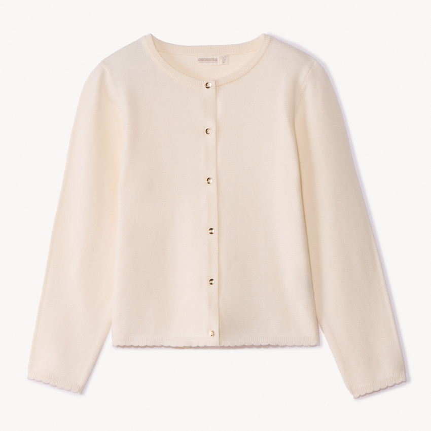 Chaqueta de punto liso con acabado ondulado para niña 