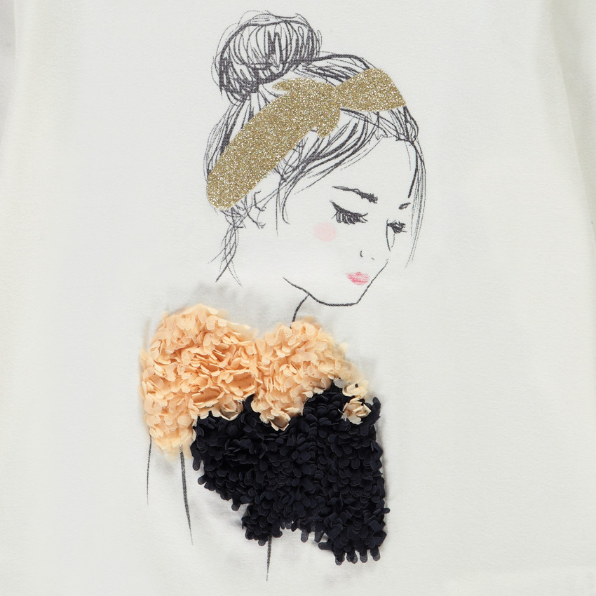 Camiseta interior de cuello cisne en jersey con print fantasía para niña Main Camiseta interior de cuello cisne en jersey con print fantasía para niña