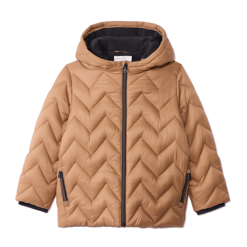Anorak acolchado forrado liso con efecto cruzado para niño 