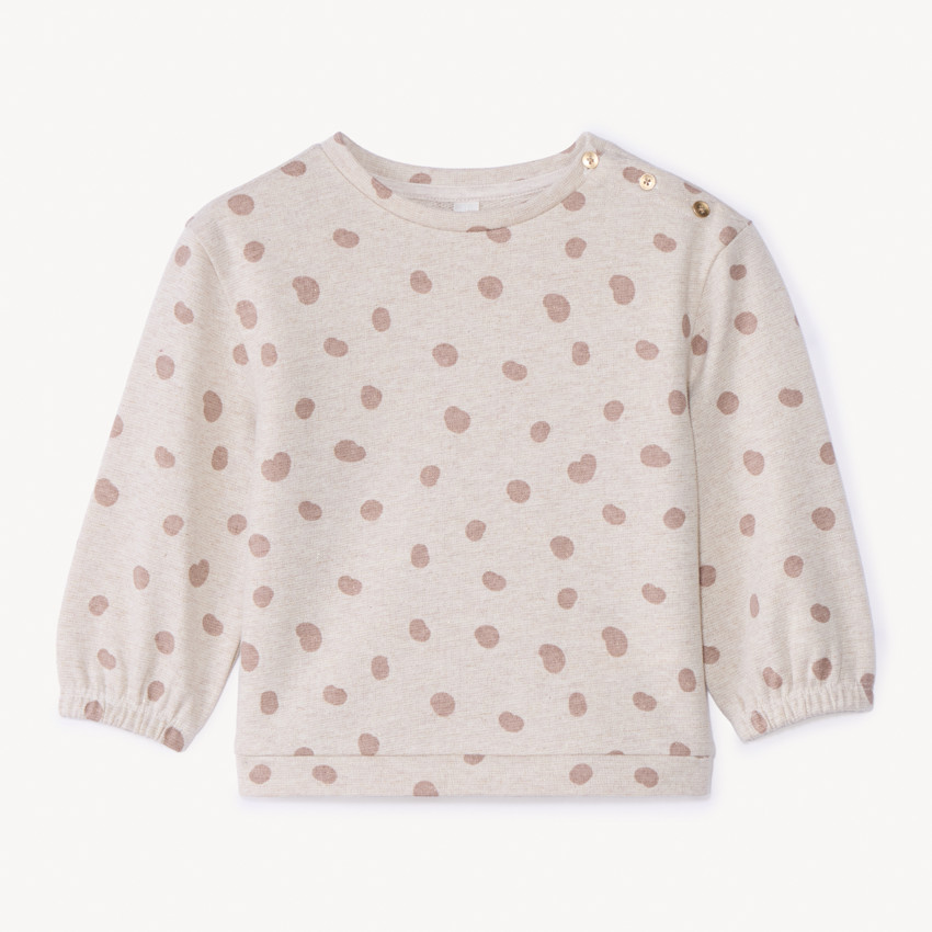 Sudadera de felpa con estampado de lunares y brillante para niña bebé. 