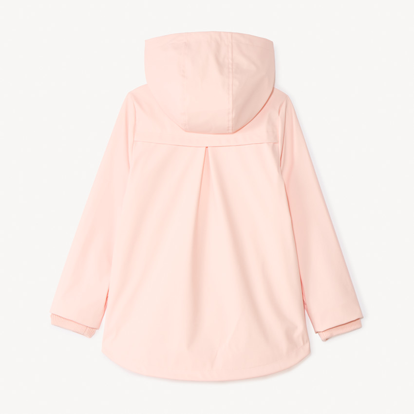 Parka de goma unicolor con capucha para niña 