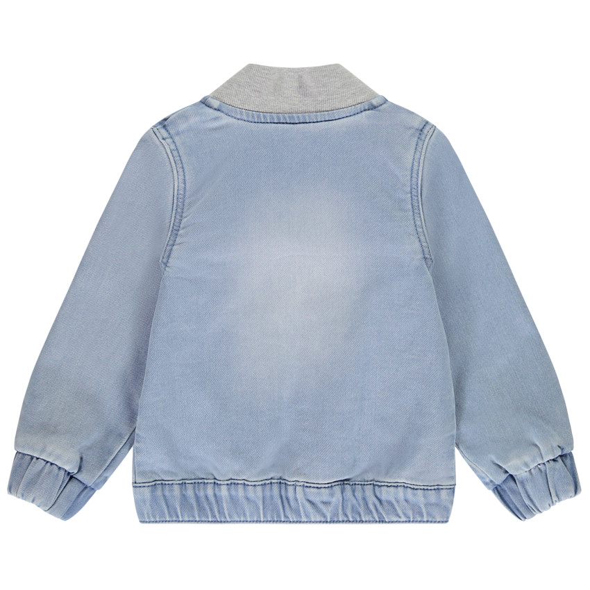 Chaqueta bomber de mezclilla con cuello acanalado para bebé niño 
