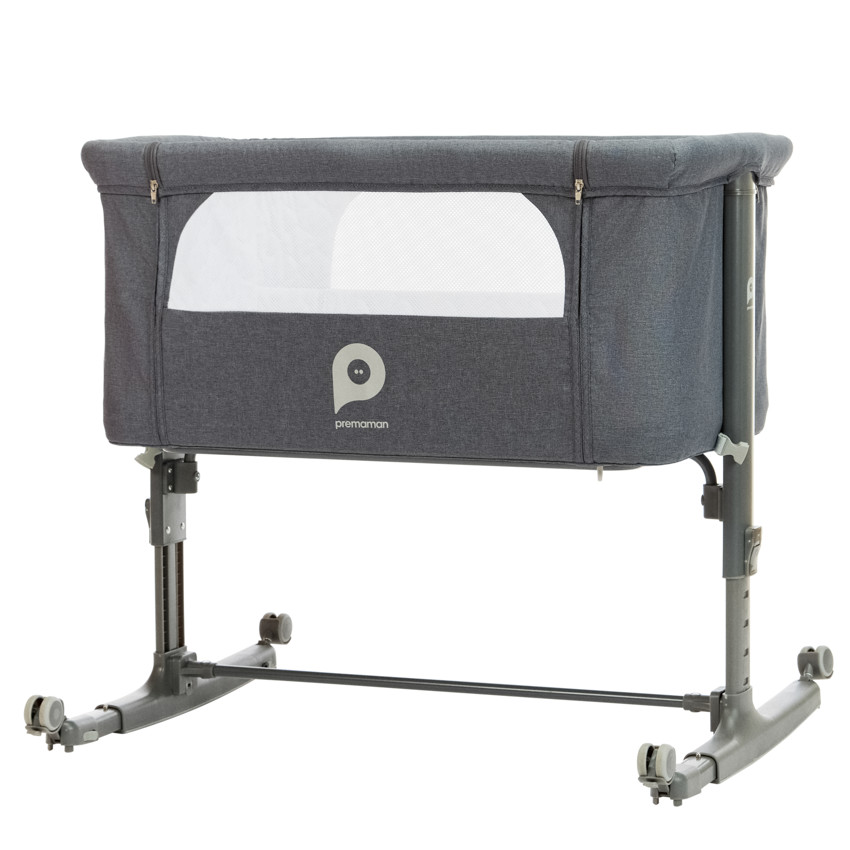 Cuna de colecho a ruedas Bisoo gris 