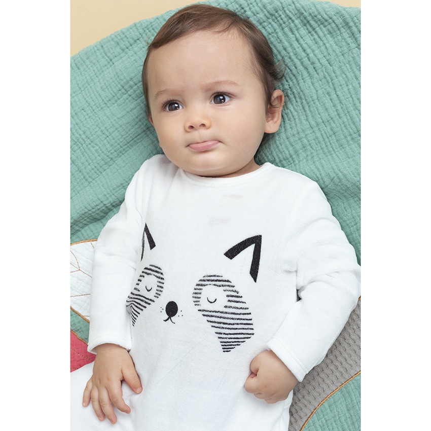 Dors-bien en velours blanc motif animal  Additional Dors-bien en velours blanc motif animal