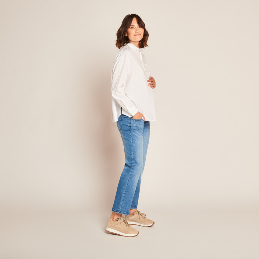 Camisa de manga larga lisa para mujer 