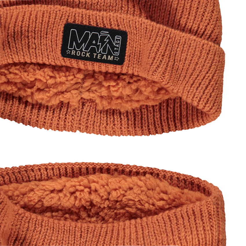 Conjunto de punto con gorro y snood unicolor para niño 