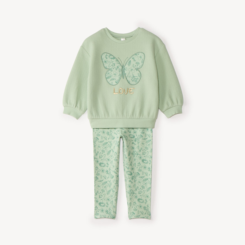 Conjunto de chándal con bordado de mariposa para niña bebé 