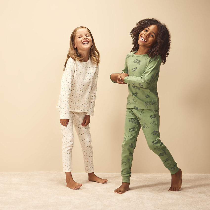 Pyjama 2 pieces en nid d abeille imprime fleuri pour fille Orchestra