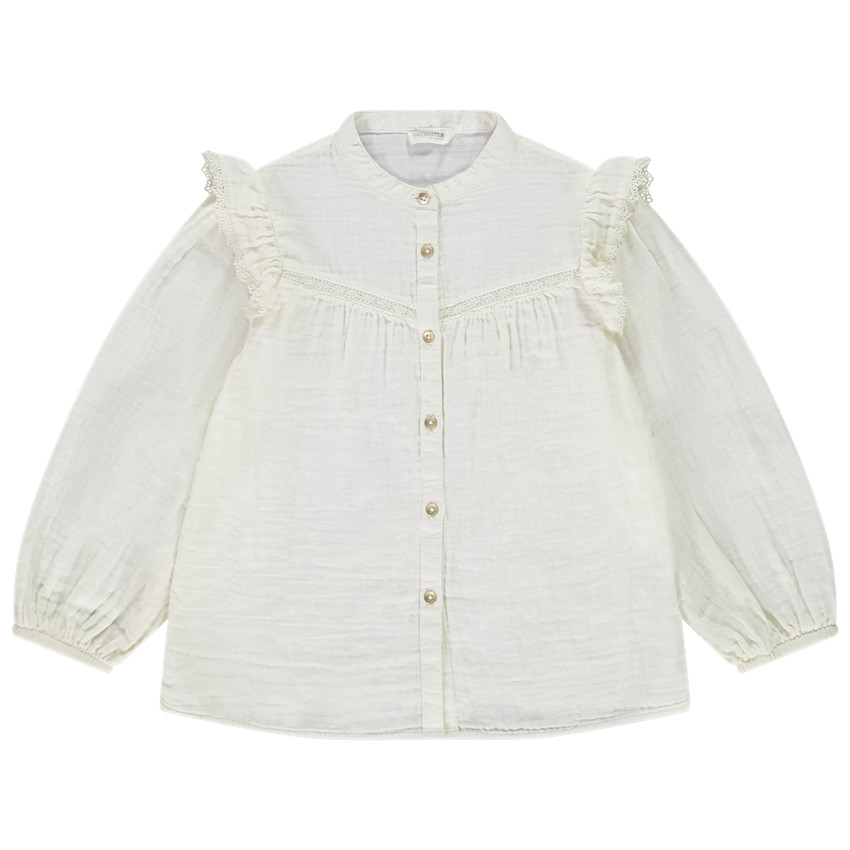 Camisa de manga larga abullonada de tétra para niña 