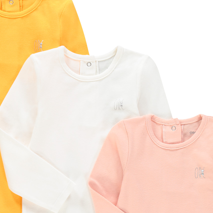 Pack de 3 bodies de manga larga de algodón para bebé niña 